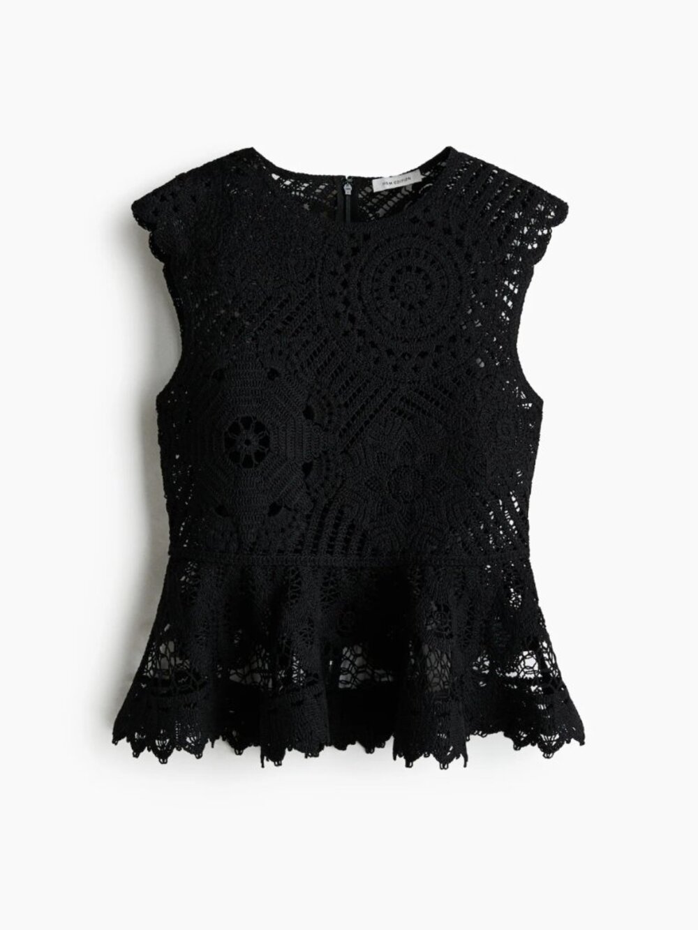 H&M Black Crochet Peplum Sleeveless Top